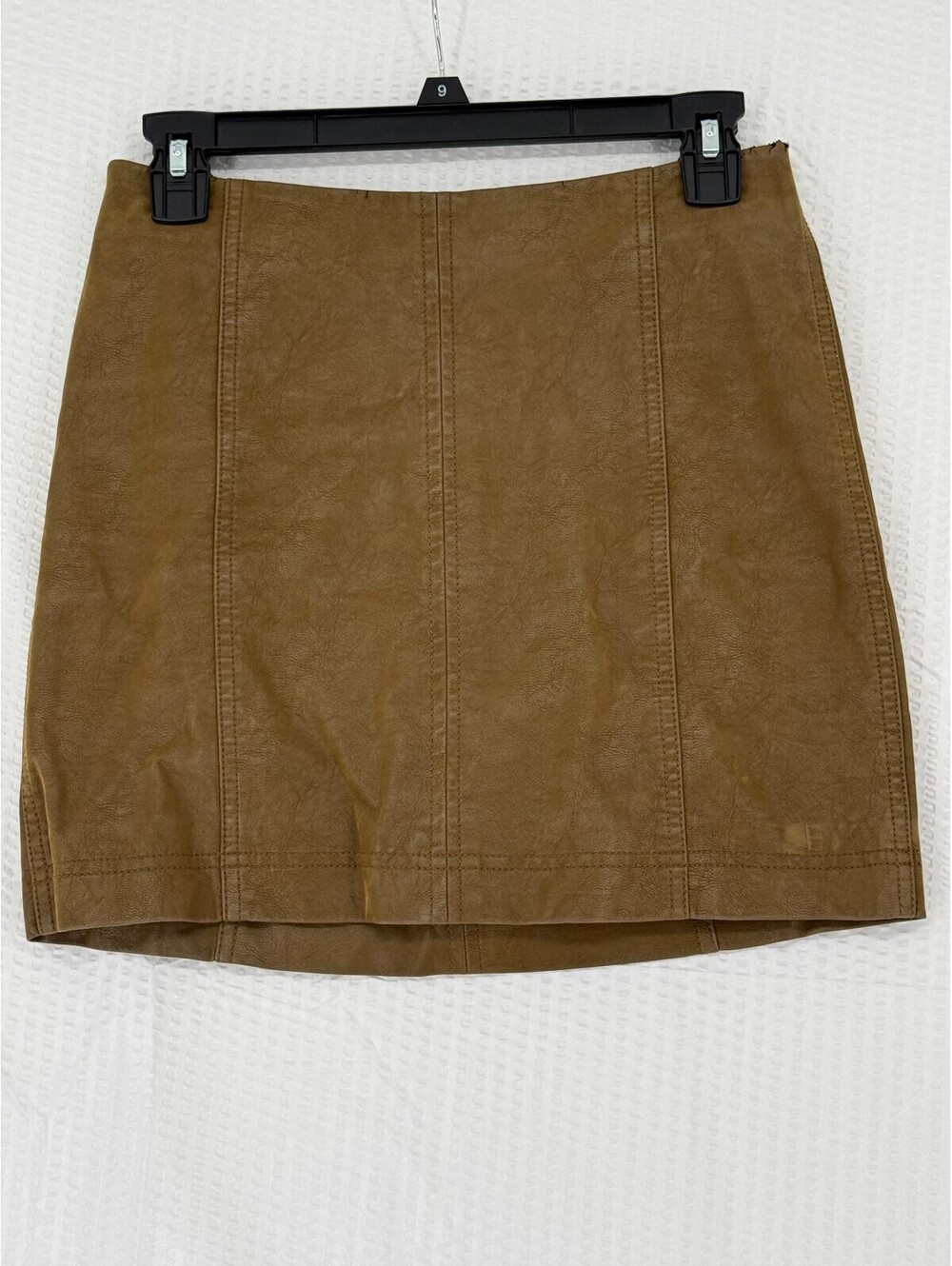 Free People Olive Brown Faux Leather Mini Moto Skirt Size 0